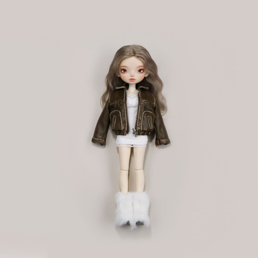 Bow-Knot Leather Jacket Set - 1/6 BJD Doll Outfits for LULU Body Size