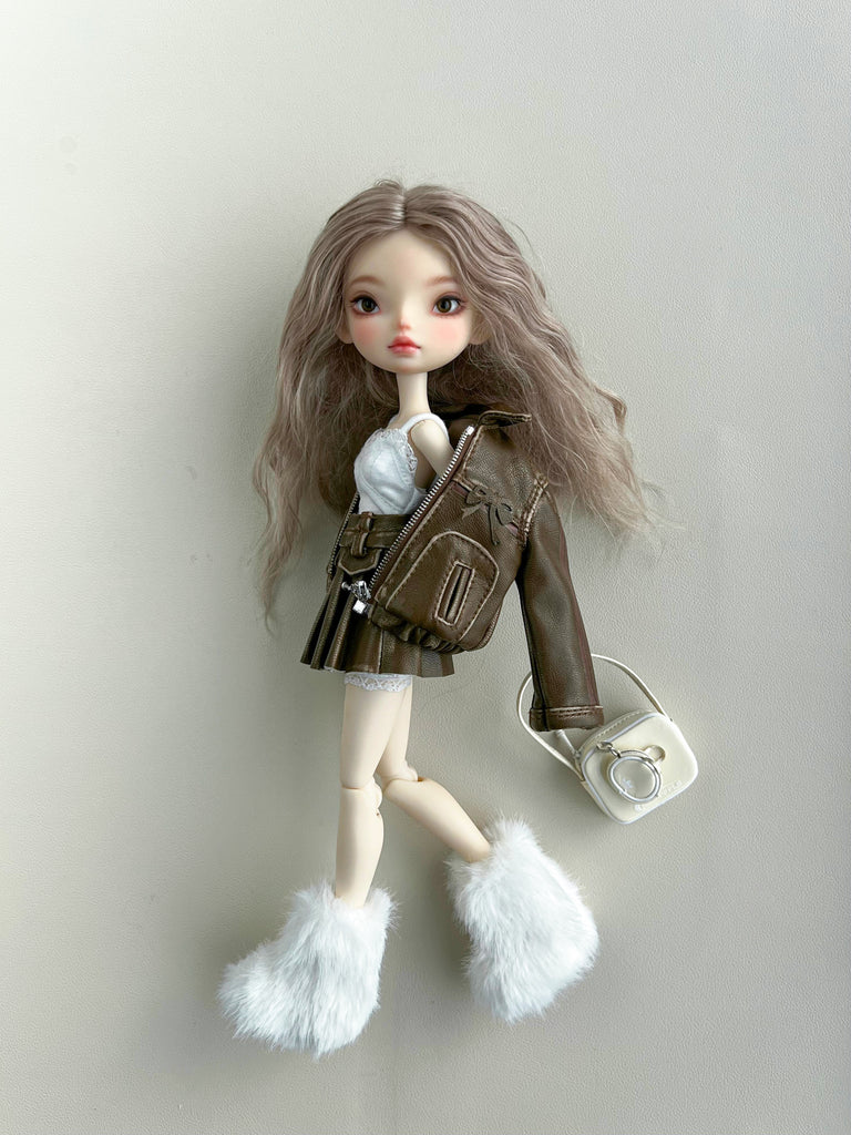 Bow-Knot Leather Jacket Set - 1/6 BJD Doll Outfits for LULU Body Size
